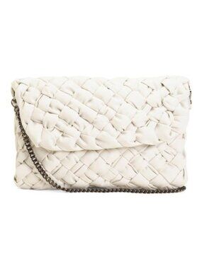 FALOR Made In Italy Leather Woven Crossbody